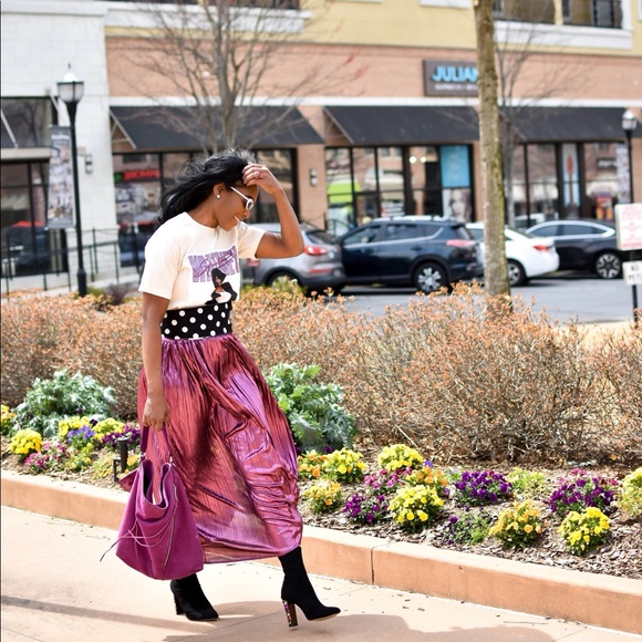 Women's Purple Metallic Maxi  Skirt Size Small - Picture 4 of 4